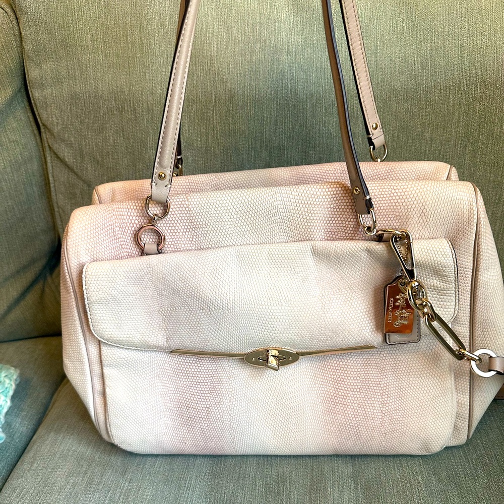 Coach Large Madison Madeline Lizard Embossed Leather Satchel
